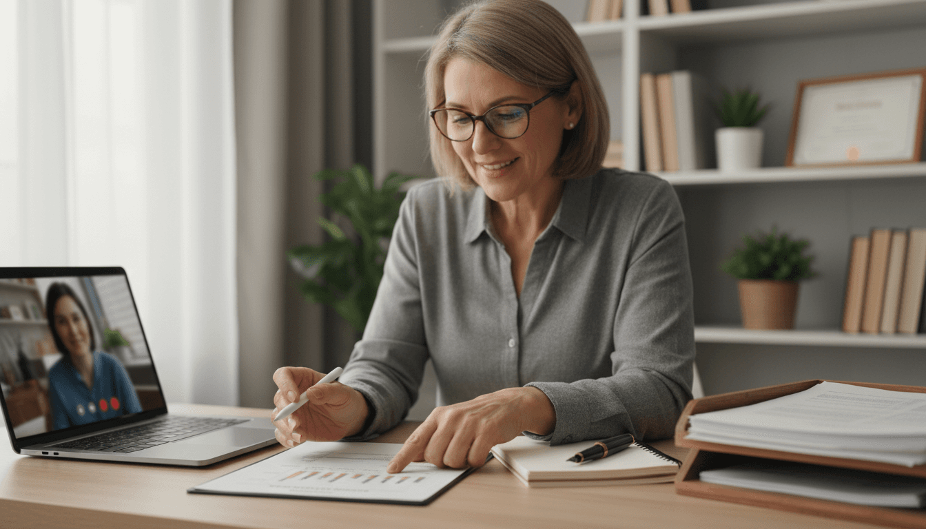 Tax professional reviewing documents during a consultation