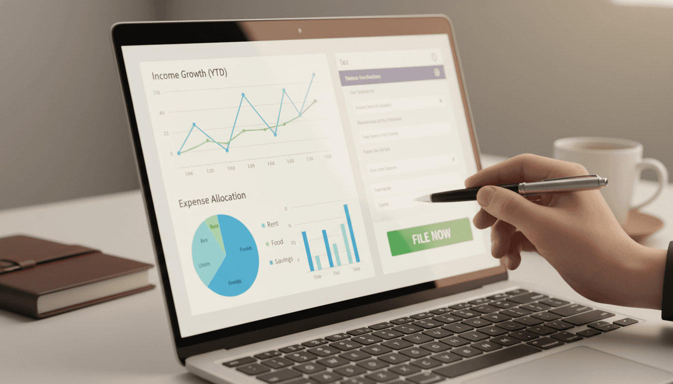 Tax software interface showing organized financial data